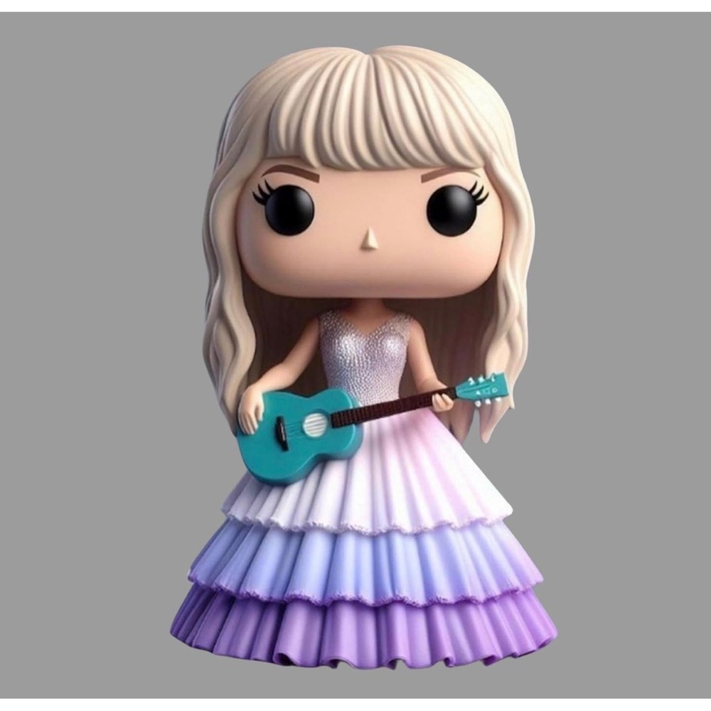 NWT Taylor Swift Style Resin Figurine Guitar Pastel Dress Collectible 4" - Picture 2 of 3